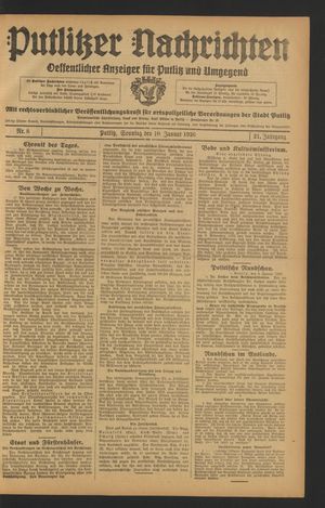 Putlitzer Nachrichten vom 10.01.1926