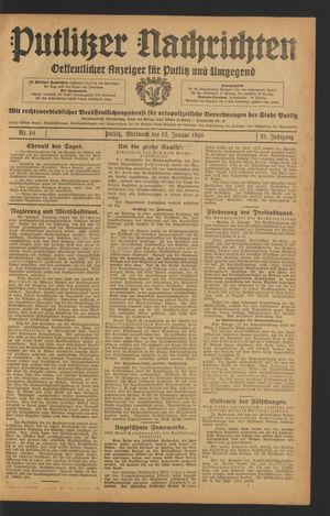 Putlitzer Nachrichten on Jan 13, 1926