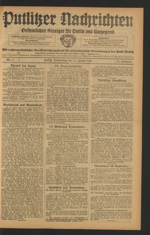 Putlitzer Nachrichten on Jan 14, 1926