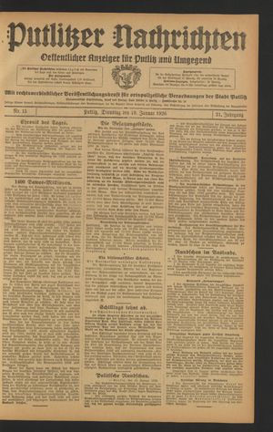 Putlitzer Nachrichten on Jan 19, 1926