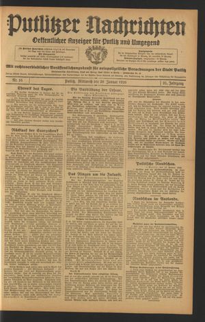 Putlitzer Nachrichten vom 20.01.1926