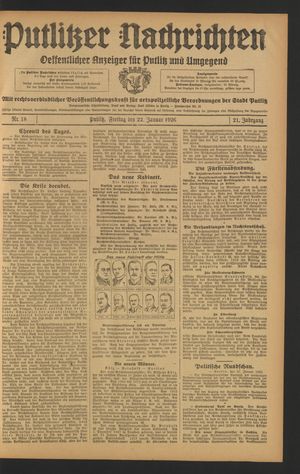 Putlitzer Nachrichten vom 22.01.1926