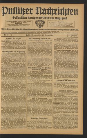 Putlitzer Nachrichten vom 23.01.1926
