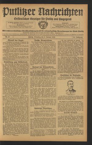 Putlitzer Nachrichten vom 02.02.1926