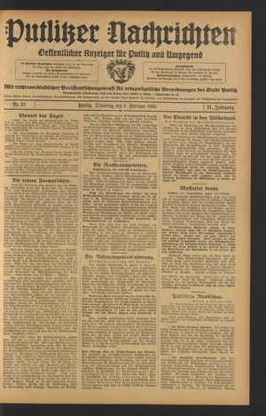Putlitzer Nachrichten on Feb 9, 1926