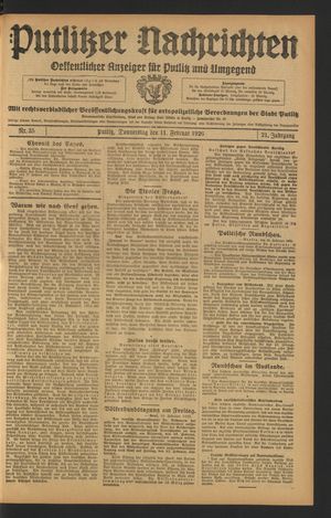 Putlitzer Nachrichten vom 11.02.1926