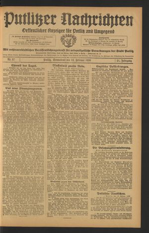 Putlitzer Nachrichten vom 13.02.1926