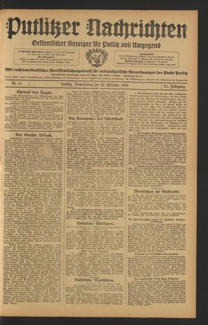 Putlitzer Nachrichten vom 18.02.1926