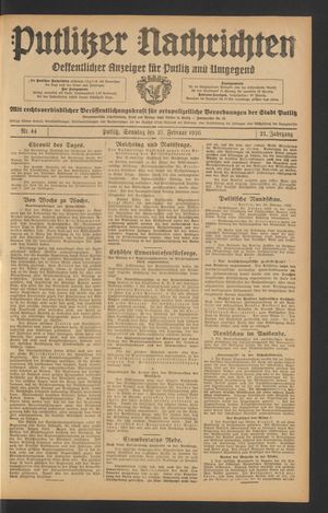 Putlitzer Nachrichten vom 21.02.1926