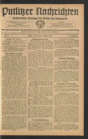 Putlitzer Nachrichten vom 07.03.1926