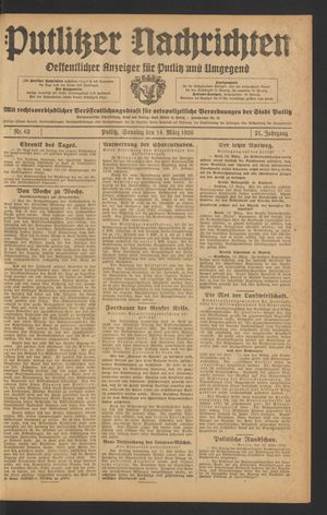 Putlitzer Nachrichten vom 14.03.1926
