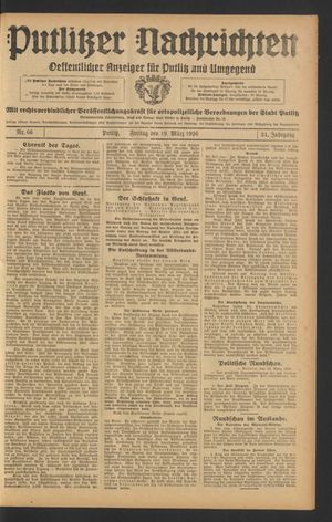 Putlitzer Nachrichten vom 19.03.1926