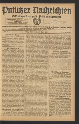 Putlitzer Nachrichten on Mar 24, 1926