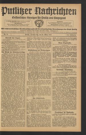 Putlitzer Nachrichten on Mar 25, 1926