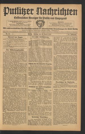 Putlitzer Nachrichten on Apr 23, 1926