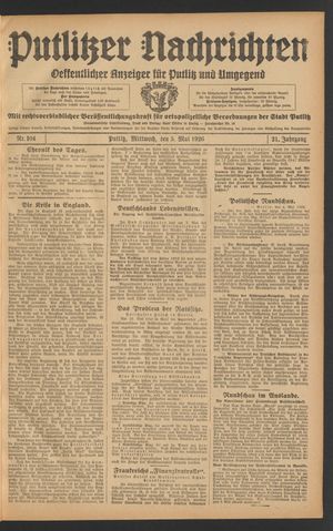 Putlitzer Nachrichten vom 05.05.1926