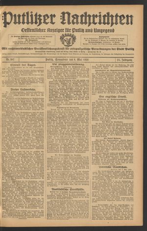 Putlitzer Nachrichten vom 08.05.1926