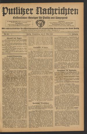 Putlitzer Nachrichten on May 27, 1926