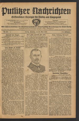 Putlitzer Nachrichten vom 30.05.1926
