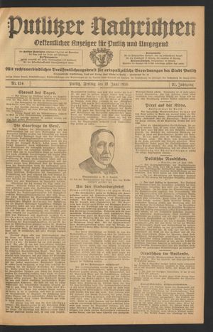 Putlitzer Nachrichten vom 11.06.1926