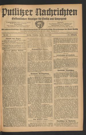 Putlitzer Nachrichten vom 22.06.1926