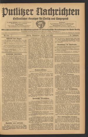 Putlitzer Nachrichten vom 10.07.1926