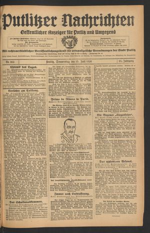 Putlitzer Nachrichten vom 15.07.1926