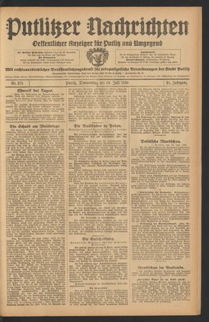 Putlitzer Nachrichten vom 29.07.1926