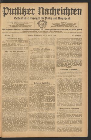 Putlitzer Nachrichten vom 05.08.1926