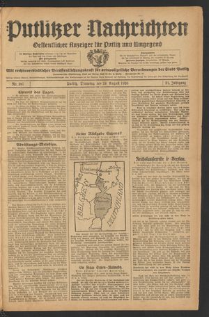 Putlitzer Nachrichten on Aug 24, 1926
