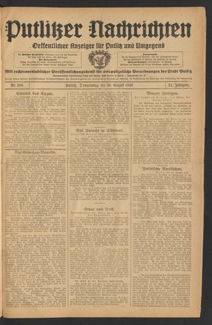 Putlitzer Nachrichten on Aug 26, 1926