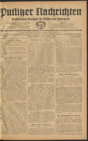 Putlitzer Nachrichten on Oct 3, 1926