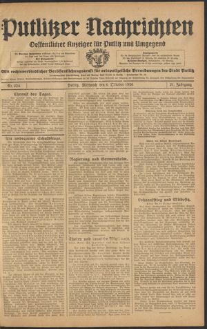 Putlitzer Nachrichten vom 06.10.1926