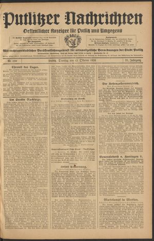 Putlitzer Nachrichten on Oct 12, 1926