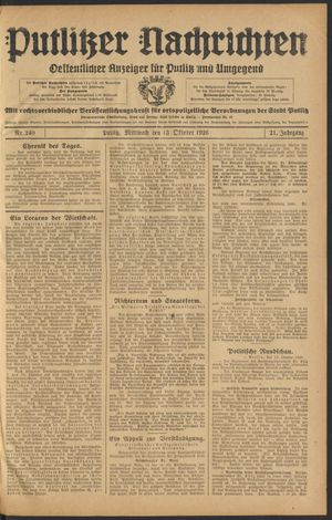 Putlitzer Nachrichten on Oct 13, 1926