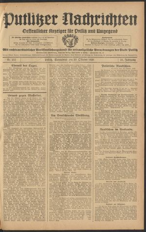 Putlitzer Nachrichten vom 30.10.1926