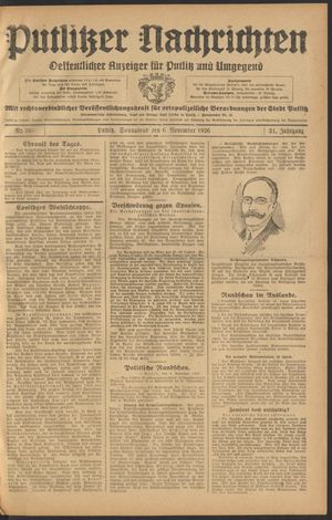 Putlitzer Nachrichten vom 06.11.1926