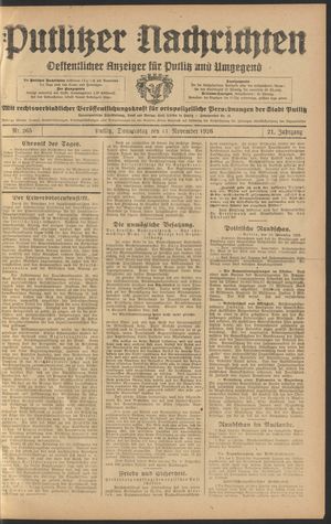 Putlitzer Nachrichten vom 11.11.1926