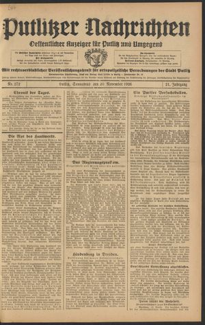Putlitzer Nachrichten vom 20.11.1926
