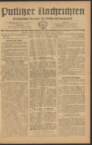 Putlitzer Nachrichten on Dec 5, 1926