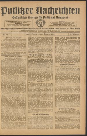 Putlitzer Nachrichten vom 12.12.1926