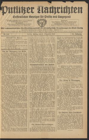 Putlitzer Nachrichten vom 31.12.1926