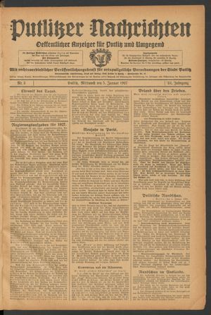 Putlitzer Nachrichten on Jan 5, 1927