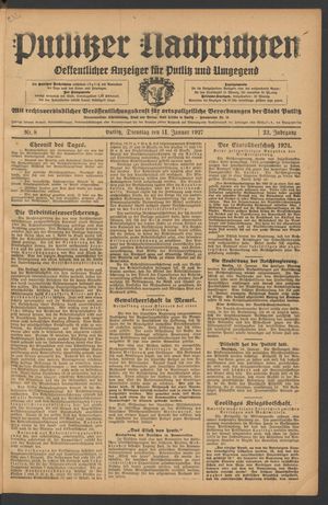 Putlitzer Nachrichten vom 11.01.1927