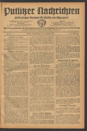 Putlitzer Nachrichten vom 13.01.1927
