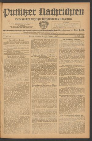 Putlitzer Nachrichten vom 23.01.1927