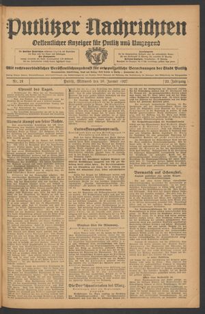 Putlitzer Nachrichten vom 26.01.1927