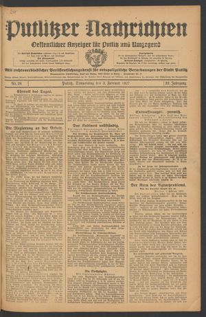 Putlitzer Nachrichten on Feb 3, 1927