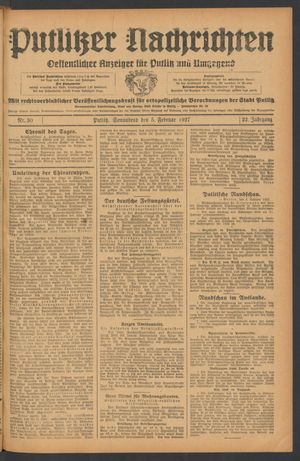 Putlitzer Nachrichten on Feb 5, 1927
