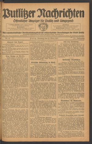 Putlitzer Nachrichten on Mar 13, 1927